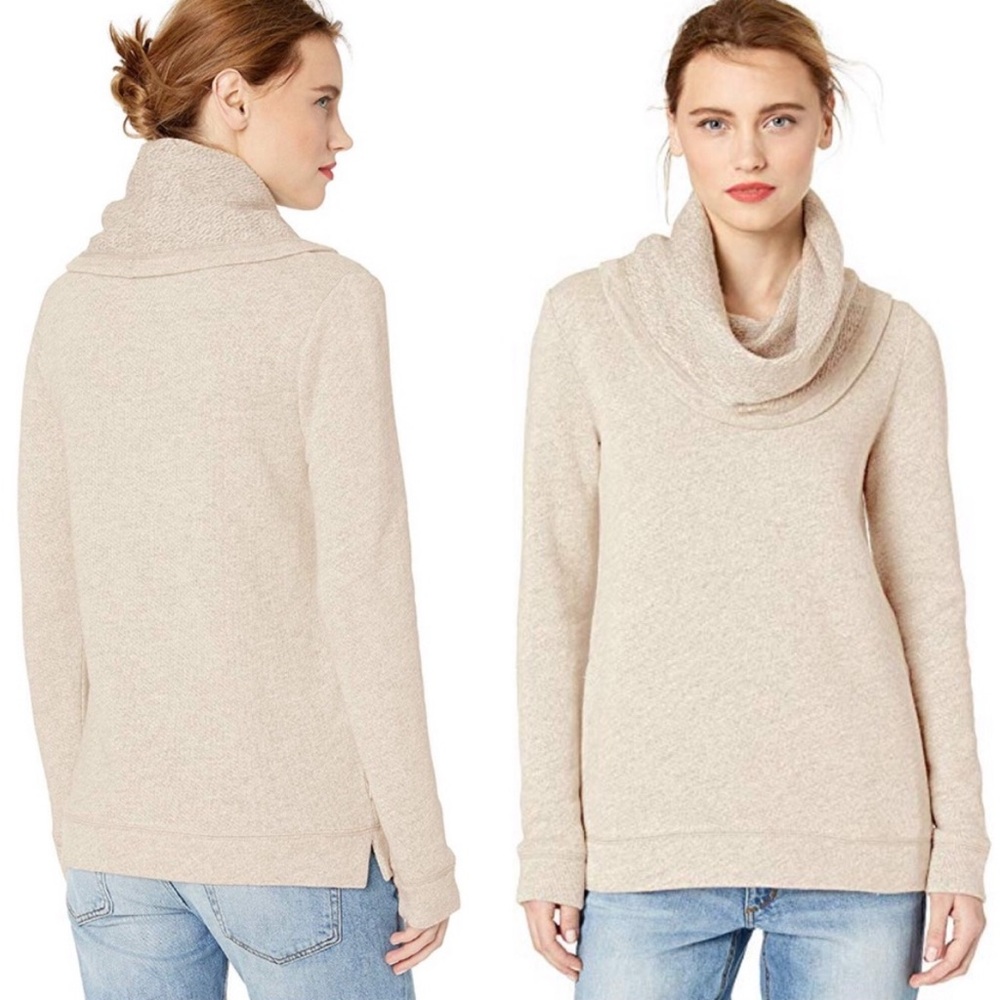 J.Crew Mercantile Funnelneck Sweatshirt in Heather Oatmeal.